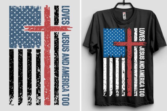 Loves Jesus and America Too SVG Graphics for T-Shirt Designs
