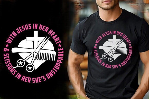 NEW with JESUS in HER HEART and SCISSORS Graphics