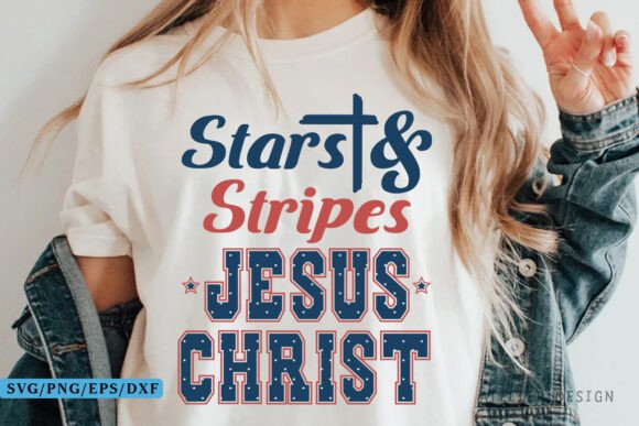 Stars Stripes Jesus Christ Graphics for T-Shirt Designs