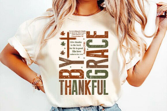 Thankful by Grace SVG: Christian Graphics for T-Shirt Designs